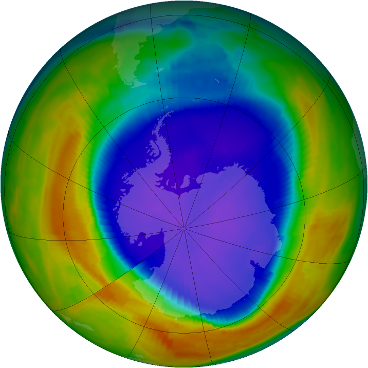 Antarctic ozone map for 19 September 1996
